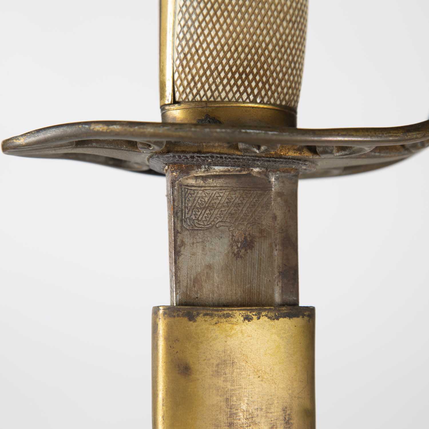 A 19th century Officer's dress sword, the gilt brass hilt with textured ivory grip, lion mask - Image 5 of 15