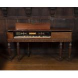 A 19th century mahogany, ebony strung and crossbanded square piano, by Broadwood & Sons, on turned