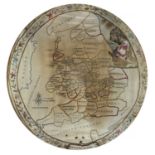 A George III silkwork oval embroidered map of Great Britain, by Martha Clark, 7 March 1796, 49.5cm