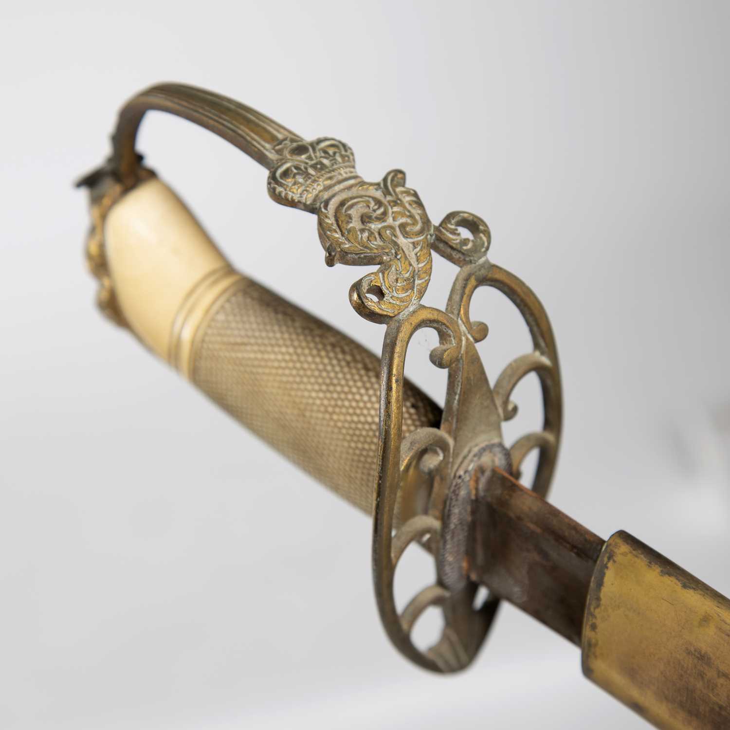 A 19th century Officer's dress sword, the gilt brass hilt with textured ivory grip, lion mask - Image 3 of 15