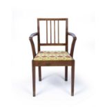 Alan 'Acornman' Grainger of Brandsby Oak, armchair with Art Nouveau style upholstery, signature