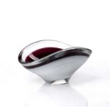 Paul Kedelv (1917-1990) for Flygsfors glass 'Coquille' range glass bowl with purple and white