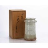 20th Century Japanese School studio pottery vase with shino glaze and two small lug handles,