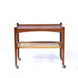 Glyngore Stolefabrik of Denmark Teak trolley, 1960s with rattan undertier shelf on castors,