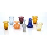 Collection of glass consisting of: Five art nouveau style glass vases in the manner of Loetz,