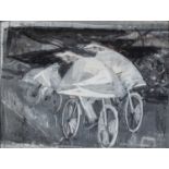 Kathleen Guthrie (1905-1981) 'Cyclists' gouache, circa 1948, unsigned, 18cm x 23.5cm Provenance: