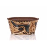 Attributed to John Piper (1903-1992) studio pottery bowl, glazed with brown and dark tones, 25cm