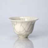 Christine-Ann Richards (b.1949) flanged porcelain crackle glazed bowl, impressed marks to the