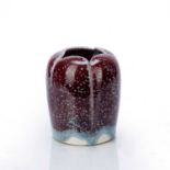 20th Century Japanese School studio pottery vase with red and blue crystalline glaze and petal-