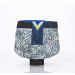 Philip Evans (b.1959) blue and black stoneware vessel, with gold leaf, signed to the base, 16.5cm