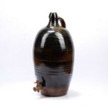 Winchcombe Pottery large studio pottery cider flagon, with iron glaze, impressed potters seal mark