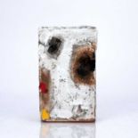 Robin Welch (1936-2019) Slab vessel, stoneware, white glaze with yellow and red slip, impressed