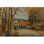 Gerard Passet (1936-2013) 'French village landscape' oil on canvas, signed lower right, also
