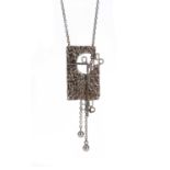 20th Century Continental School silver Modernist pendant on silver trace chain, bears 925 'G B & Co'