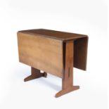Attributed to Peter Waals (1870-1937) Cotswold School oak drop leaf table, circa 1940, unextended