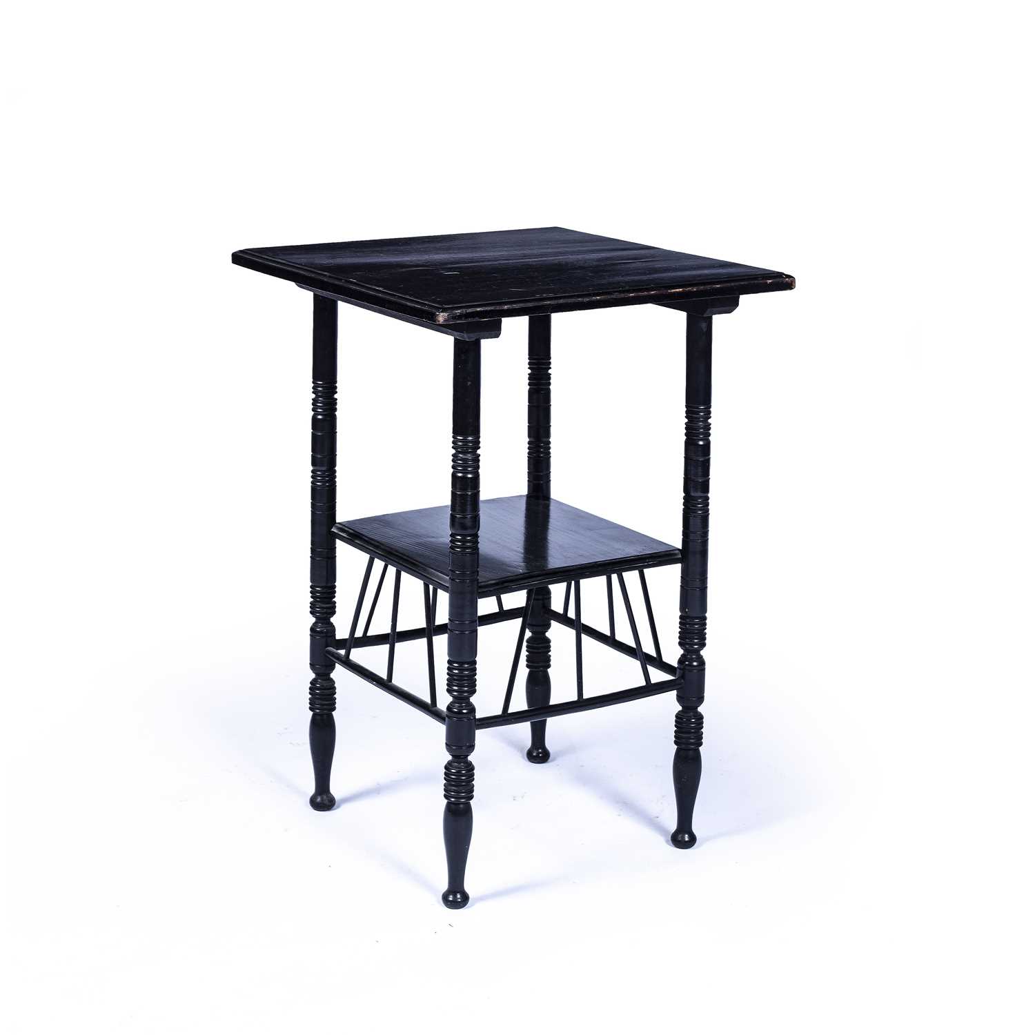 In the manner of Edward William Godwin (1833-1886) Ebonised occasional table, with spindle supports,