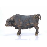 Elaine Peto (b.1963) studio pottery stoneware model of a bull, impressed potters seal mark to rear