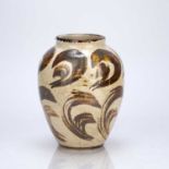 Barbara Cass (1921-1992) studio pottery vase with iron glazed decoration on a cream ground,