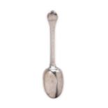 James II silver trefid spoon the reverse of the oval bowl with a rat-tail, the reverse of the