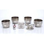 Collection of silver and white metal consisting of: a set of four Victorian silver cups or tumblers,