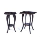 Liberty & Co Two 'Japanese' occasional tables, the circular example marked 555 to the underside,