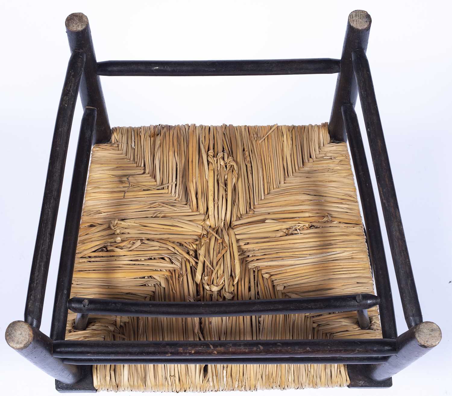 In the manner of Morris & Co 'Sussex' chair, ebonised with rush seat, unmarked, 74cm high - Image 4 of 4