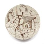 Elio Schiavon (1925-2004) 'Arcaicizzanti' pottery charger, signed to the reverse, 52cm