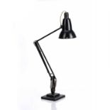 Herbert Terry & Sons black enamel anglepoise table lamp, stamped 'Herbert Terry & Sons Ltd,