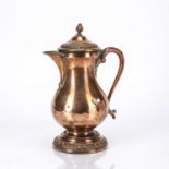 Art Nouveau Copper ewer, with leaf cap handle, 1/10 stamp near the foot, unmarked to the base,