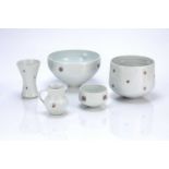 Joanna Howells (b.1960) collection of five pieces of glazed porcelain. 'Traces' range, large bowl,