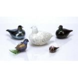 Oiva Toikka (1931-2019) for Iittala Four studio glass birds, a Riekko Willow Grouse, circa 1981,