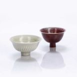 Marianne de Trey (1913-2016) white studio pottery stem bowl with impressed seal mark, 4.5cm high x