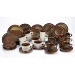John and Kate Turner studio pottery coffee set, consisting of cups, plates, side plates, sugar