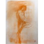 John Lendis (b.1950) 'Untitled nude female', pastel, signed and dated 2013 lower right, 78cm x