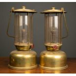 A pair of brass hurricane lamps by Titolandi Paris, 18cm diameter x 34cm high (2)Condition report: