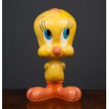 A painted composite model of Tweetie Pie previously a Harrods shop display model, 42cm high with