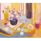 Enid Foote Watts (1924-2003), still life, double sided, oil, signed lower left, the other with