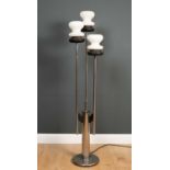A 1960's floor standing lamp standard the three arms with opalescent glass shades and on a