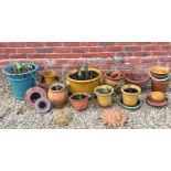 A group of various Whichwood and other pottery terracotta pots some glazed, to include an oval