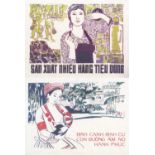 Two 1960's Vietnamese propaganda posters one after Kim Oanh, both 58cm x 78cmCondition report: