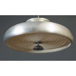 A 1970's Scandinavian spun aluminium circular ceiling light 50cm diameter x 20cm highCondition