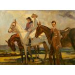 Frederic Whiting (1874-1962) 'Out Riding', oil on paper, 69cm x 95cm, framed and glazed, overall