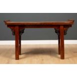 A Chinese elm altar table 131cm wide x 40cm deep x 76cm highCondition report: In good condition with