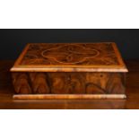 An antique William & Mary style walnut oyster veneered lace box 37cm wide x 27.5cm deep x 11cm