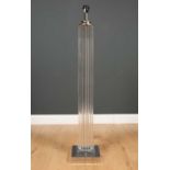 A Perspex and chrome art deco standard lamp the column made up of perspex tubes on stepped perspex