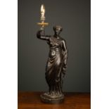 Humphry Hopper (1765-1844) classical style female lamp base, signed to the back 'H Hopper Lon