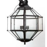 A contemporary black painted octagonal hall lantern 67cm wide x 90cm highCondition report: Very