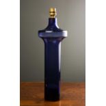 A Finnish Nanny Still glass table lamp the blue glass base filled with ballbearings and with brass
