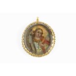 A reliquary pendant, containing portrait miniatures of a Christian Saint and possibly the Virgin