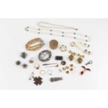 A collection of antique and later costume jewellery, to include a white paste and blue enamel